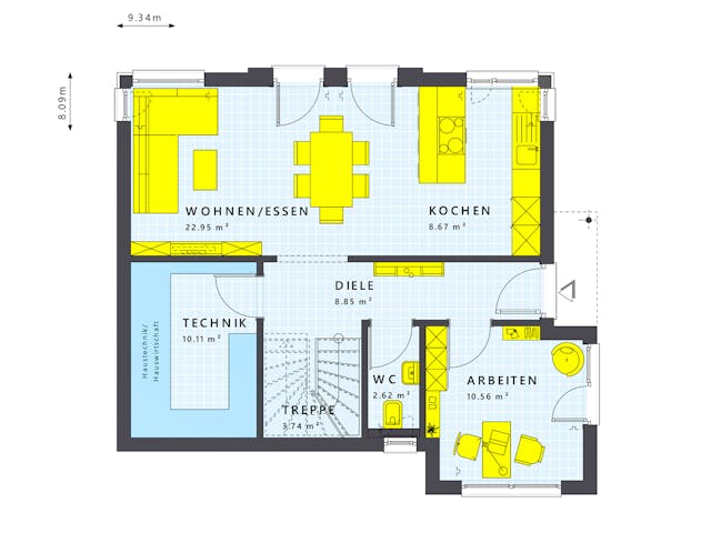 Fertighaus SUNSHINE 125 V6 von Living Fertighaus Schlüsselfertig ab 328217€, Stadtvilla Grundriss 1