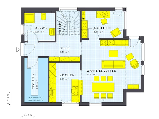 Fertighaus SUNSHINE 136 V7 von Living Fertighaus Schlüsselfertig ab 343096€, Stadtvilla Grundriss 1