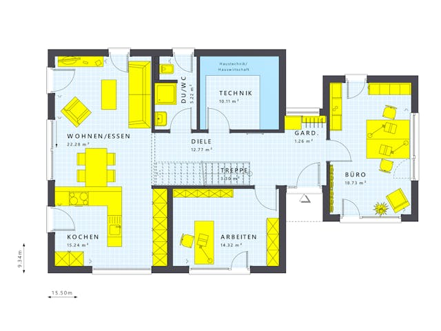 Fertighaus SUNSHINE 157 Fellbach von Living Fertighaus, Satteldach-Klassiker Innenansicht 1