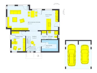 Fertighaus SUNSHINE 165 V2 von Living Fertighaus Schlüsselfertig ab 360009€, Satteldach-Klassiker Grundriss 1