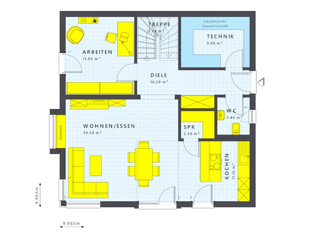 Fertighaus SUNSHINE 167 V4 von Living Fertighaus Schlüsselfertig ab 364651€, Satteldach-Klassiker Innenansicht 1