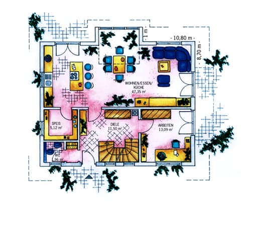 Fertighaus Lichtenau 159 (out) von Keitel-Haus Schlüsselfertig ab 255870€, Satteldach-Klassiker Grundriss 1