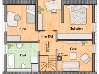 Massivhaus Lichthaus 121 - Pultdach von Town & Country Haus Deutschland, Pultdachhaus Grundriss 2