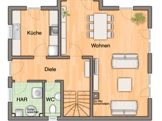 Massivhaus Lichthaus 121 - Pultdach von Town & Country Haus Deutschland, Pultdachhaus Grundriss 1
