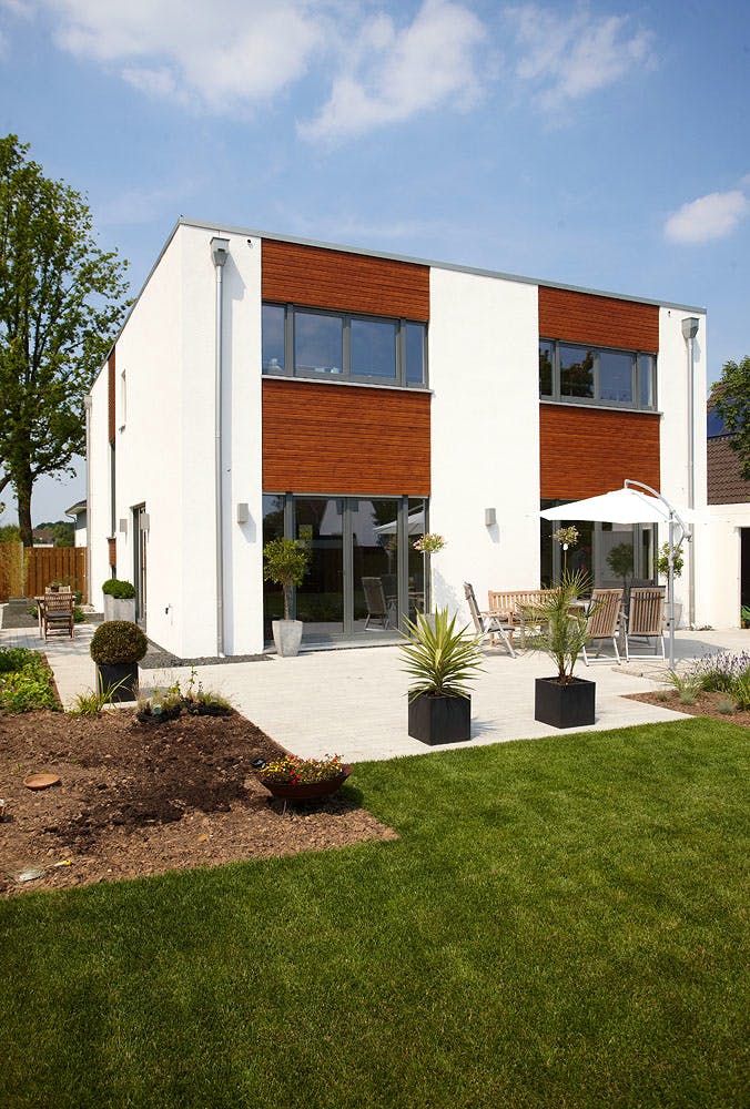 Fertighaus Lido Kubus von GUSSEK HAUS Schlüsselfertig ab 665500€, Cubushaus Außenansicht 2