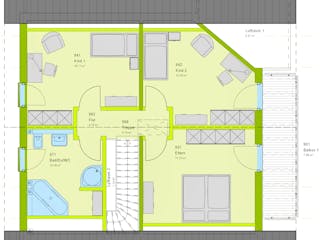 Fertighaus LifeStyle 10 V2 von massa haus Ausbauhaus ab 97999€, Satteldach-Klassiker Grundriss 1