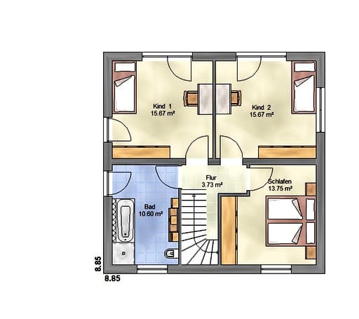 Massivhaus Lifestyle 135 ZD von EUROMAC 2 Bausatzhaus ab 36870€, Stadtvilla Grundriss 1
