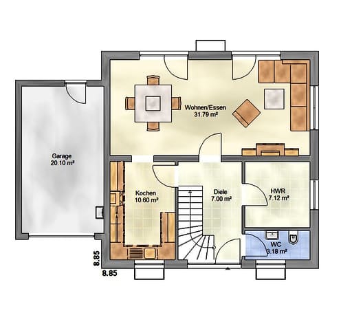 Massivhaus Lifestyle 135 ZD von EUROMAC 2 Bausatzhaus ab 36870€, Stadtvilla Grundriss 2