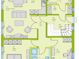 Fertighaus LifeStyle 13 von massa haus Ausbauhaus ab 89999€, Satteldach-Klassiker Grundriss 1