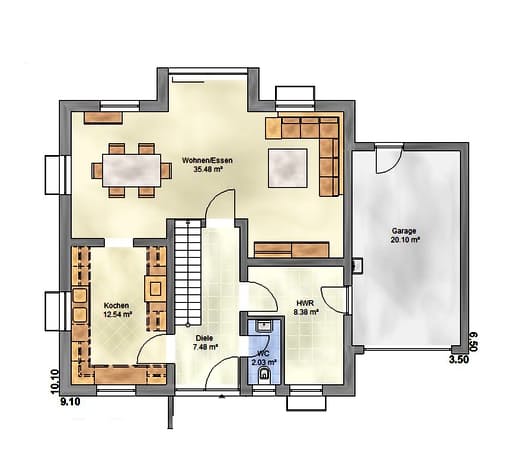 Massivhaus Lifestyle 145 ZD von EUROMAC 2 Bausatzhaus ab 42063€, Stadtvilla Grundriss 2