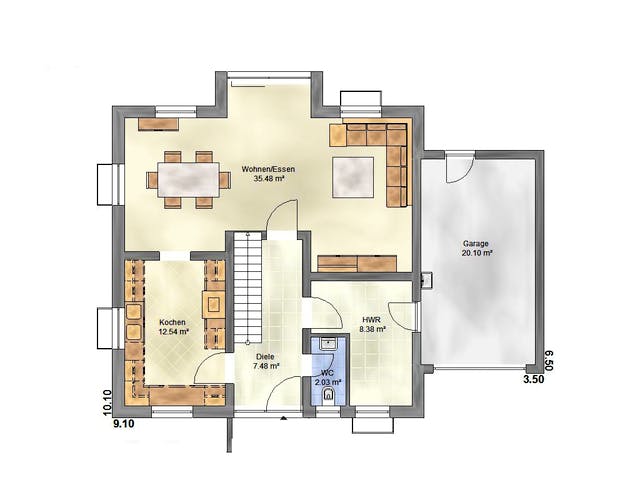 Massivhaus Lifestyle 145 ZD von EUROMAC 2 S.A.S. Bausatzhaus ab 42063€, Stadtvilla Grundriss 2