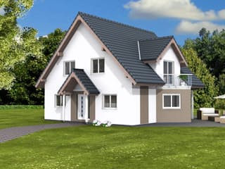 Fertighaus Lifestyle 174 von Suckfüll Energiesparhaus Schlüsselfertig ab 204430€, Satteldach-Klassiker Außenansicht 1