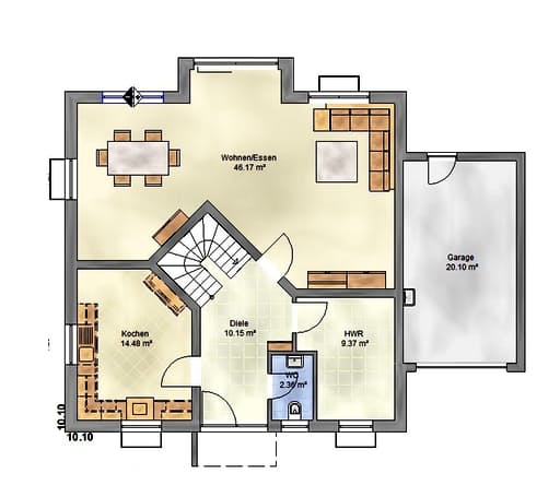 Massivhaus Lifestyle 180 ZD von EUROMAC 2 Bausatzhaus ab 47328€, Stadtvilla Grundriss 2