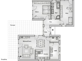 Massivhaus Lifestyle 44.21 von hebelHAUS Schlüsselfertig ab 280000€, Bungalow Grundriss 1