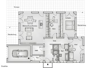 Massivhaus Lifestyle 44.3 von hebelHAUS Schlüsselfertig ab 330000€, Bungalow Grundriss 1
