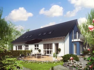 Fertighaus LifeStyle 11 von massa haus Ausbauhaus ab 88999€, Satteldach-Klassiker Außenansicht 1