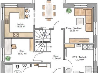 Fertighaus Lifestyle 156 von Suckfüll Energiesparhaus Schlüsselfertig ab 447131€, Satteldach-Klassiker Grundriss 1