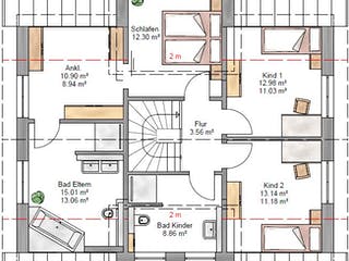 Fertighaus Lifestyle 156 von Suckfüll Energiesparhaus Schlüsselfertig ab 447131€, Satteldach-Klassiker Grundriss 2