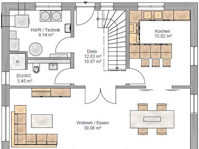 Fertighaus Lifestyle 157 von Suckfüll Energiesparhaus Schlüsselfertig ab 419963€, Satteldach-Klassiker Grundriss 1