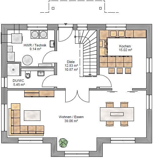 Fertighaus Lifestyle 157 von Suckfüll Energiesparhaus Schlüsselfertig ab 360816€, Satteldach-Klassiker Grundriss 1