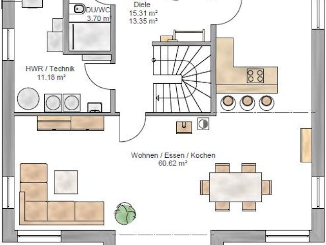 Fertighaus Lifestyle 177 von Suckfüll Energiesparhaus Schlüsselfertig ab 477563€, Satteldach-Klassiker Grundriss 1