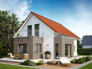 Fertighaus LifeStyle 1 von massa haus Ausbauhaus ab 91999€, Satteldach-Klassiker Außenansicht 1
