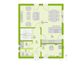 Fertighaus LifeStyle 1 von massa haus Ausbauhaus ab 91999€, Satteldach-Klassiker Grundriss 1