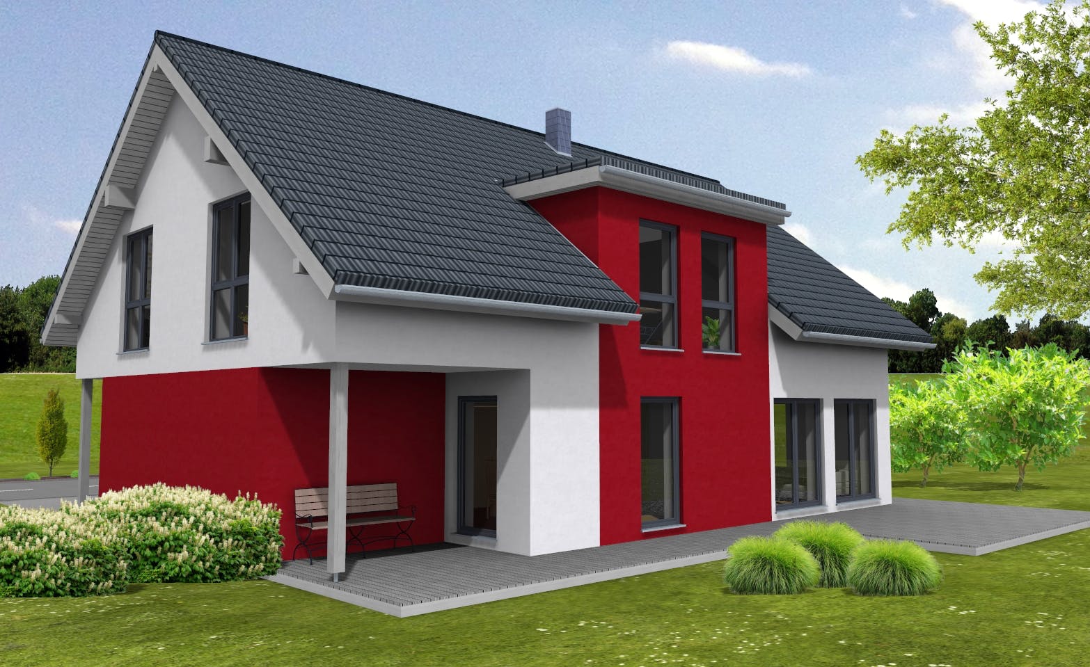 Fertighaus Lifestyle 219 - inkl. überbauter Garage von Suckfüll Energiesparhaus Schlüsselfertig ab 462225€, Außenansicht 1