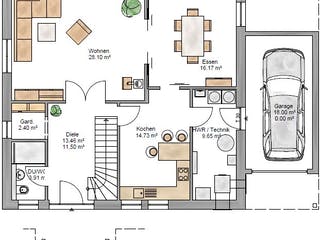 Fertighaus Lifestyle 219 - inkl. überbauter Garage von Suckfüll Energiesparhaus Schlüsselfertig ab 534094€, Grundriss 1