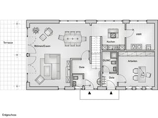 Massivhaus Lifestyle 24.56 von hebelHAUS Schlüsselfertig ab 380000€, Satteldach-Klassiker Grundriss 1