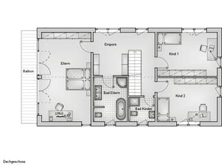 Massivhaus Lifestyle 24.56 von hebelHAUS Schlüsselfertig ab 380000€, Satteldach-Klassiker Grundriss 2