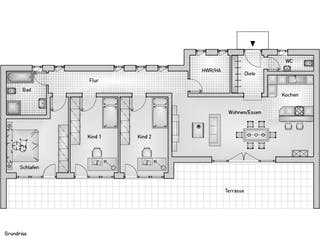 Massivhaus Lifestyle 44.1 von hebelHAUS Schlüsselfertig ab 305000€, Bungalow Grundriss 1