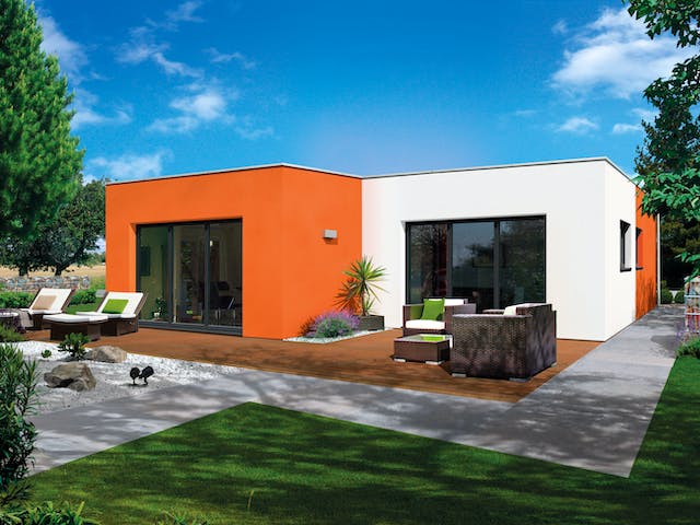 Fertighaus Lifetime 1 F1 von allkauf haus Ausbauhaus ab 132999€, Bungalow Außenansicht 1