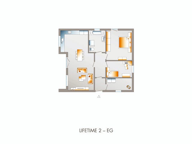 Fertighaus Lifetime 2 F1 von allkauf haus Ausbauhaus ab 135999€, Bungalow Grundriss 1
