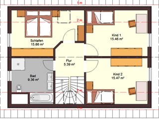 Fertighaus Family 117 von Zimmermann Haus Schlüsselfertig ab 221130€, Satteldach-Klassiker Grundriss 2