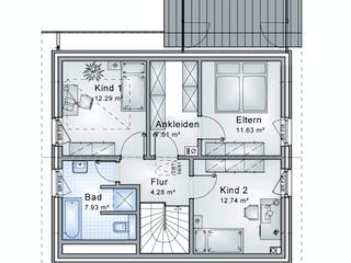 Fertighaus Lindenweg von Ludwig Andrä Holzbau Schlüsselfertig ab 213474€, Satteldach-Klassiker Grundriss 2