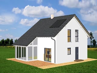Fertighaus Lindenweg von Ludwig Andrä Holzbau Schlüsselfertig ab 213474€, Satteldach-Klassiker Außenansicht 1