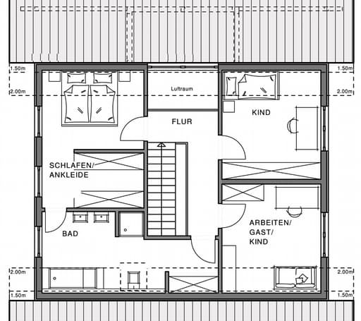 Fertighaus Linear von Meisterstück-HAUS, Satteldach-Klassiker Grundriss 1