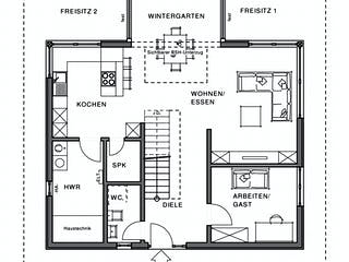 Fertighaus Linear von Meisterstück-HAUS, Satteldach-Klassiker Grundriss 2