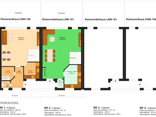 Fertighaus Linn 161 - Reihenmittelhaus von Klaus Kowalski Immobilien Schlüsselfertig ab 195611€, Pultdachhaus Grundriss 2