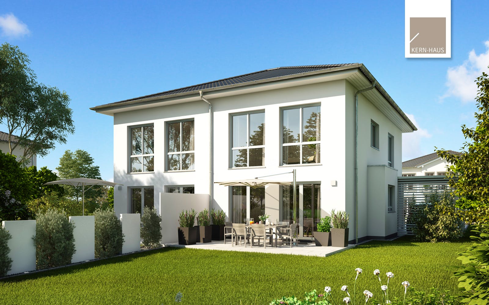 Massivhaus Doppelhaus Linus von Kern-Haus Schlüsselfertig ab 426900€, Stadtvilla Außenansicht 2