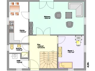 Fertighaus Lione von Hagemann Haus Schlüsselfertig ab 173100€, Satteldach-Klassiker Grundriss 1