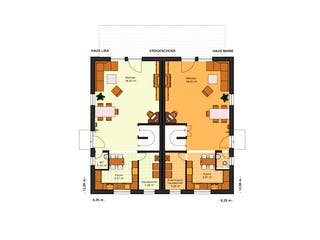 Fertighaus Lisa-Marie 159 von Klaus Kowalski Immobilien Schlüsselfertig ab 171500€, Satteldach-Klassiker Grundriss 1