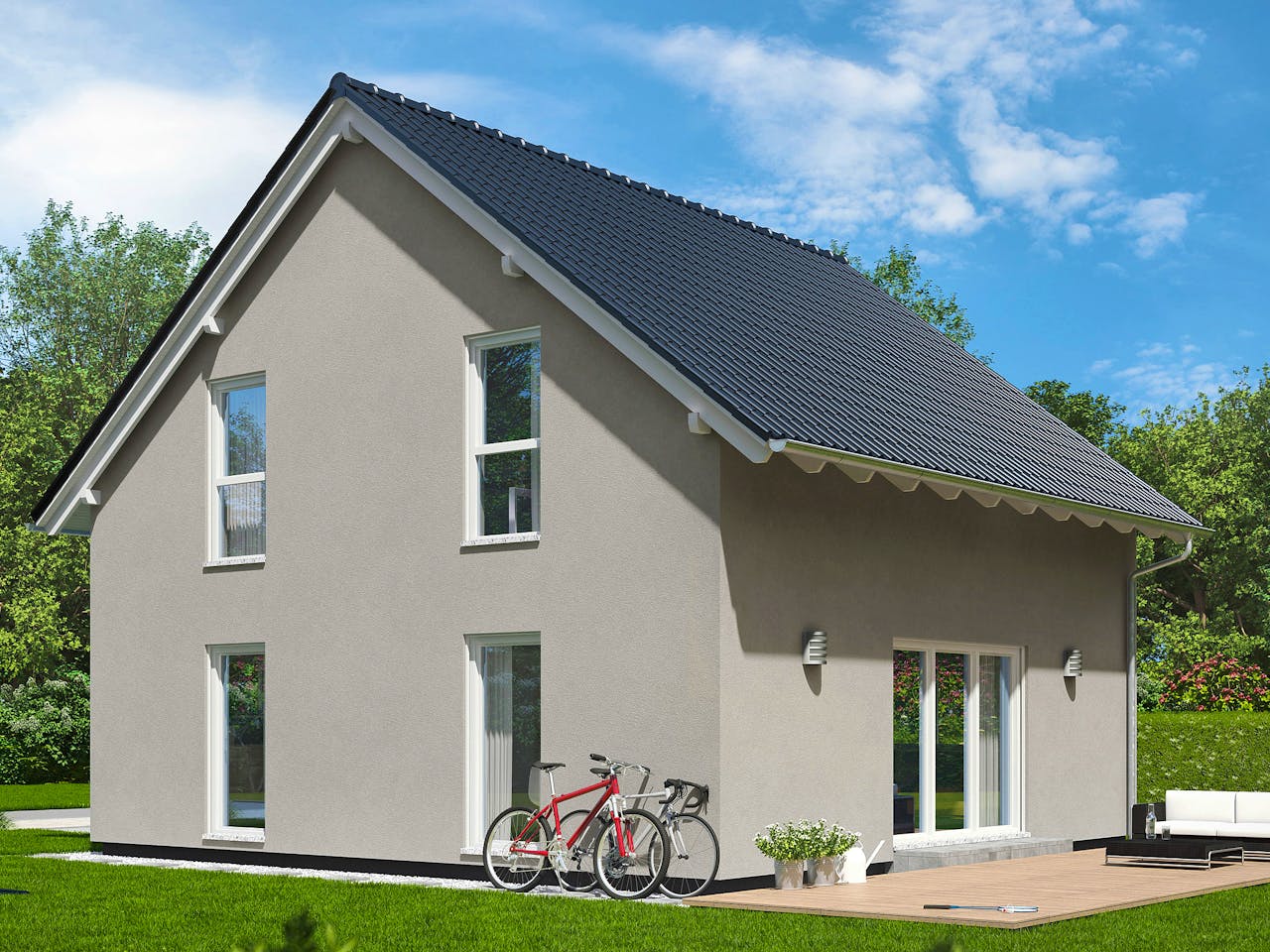 Fertighaus Lissabon von Fingerhut Haus Schlüsselfertig ab 377111€, Satteldach-Klassiker Außenansicht 1