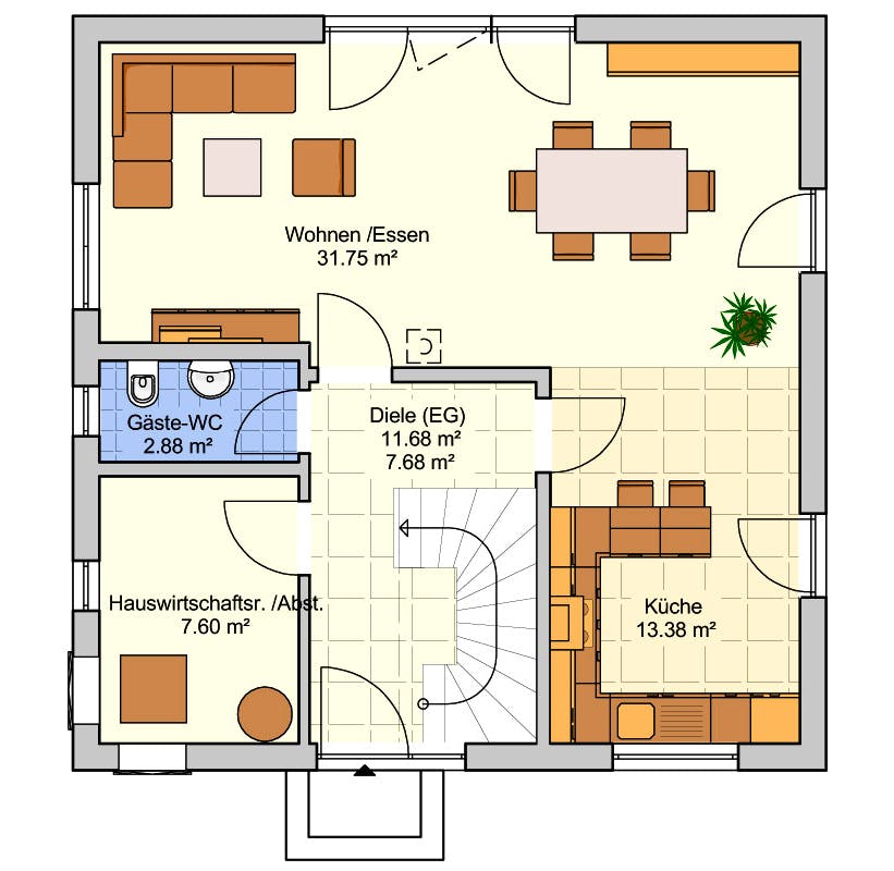 Fertighaus Lissabon von FINGERHUT-HAUS Schlüsselfertig ab 378395€, Satteldach-Klassiker Grundriss 1