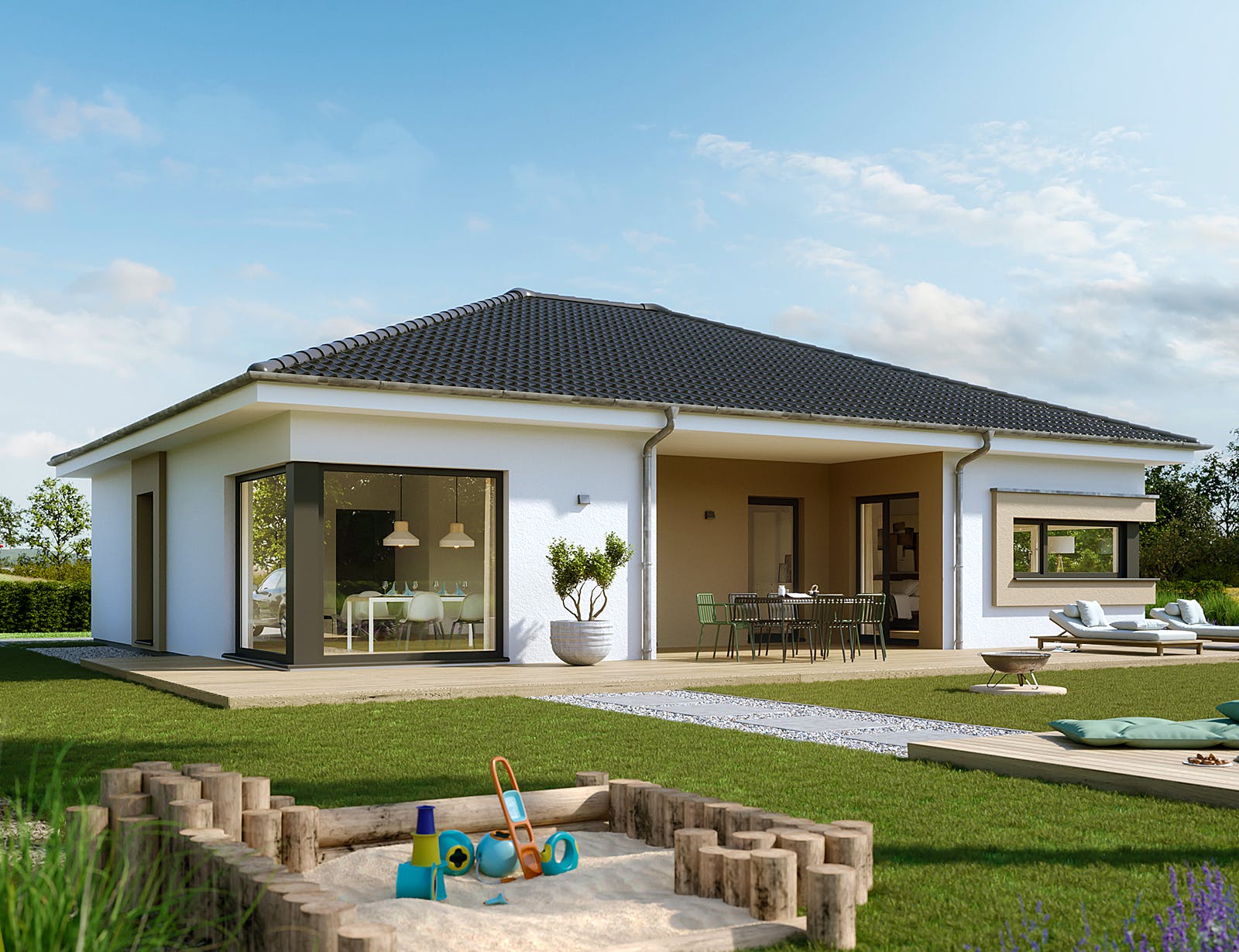 Fertighaus SOLUTION 101 V3 von Living Fertighaus Ausbauhaus ab 299233€, Bungalow Außenansicht 1