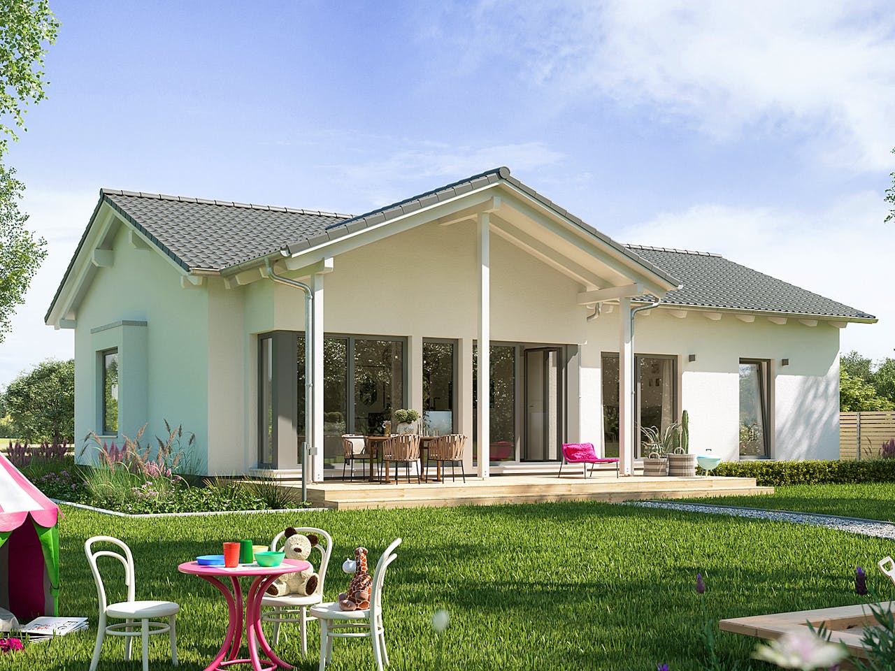 Fertighaus SOLUTION 110 V2 von Living Fertighaus Schlüsselfertig ab 320325€, Bungalow Außenansicht 1