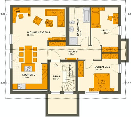 Fertighaus SOLUTION 204 V4 L von Living Fertighaus Ausbauhaus ab 456290€, Satteldach-Klassiker Grundriss 2