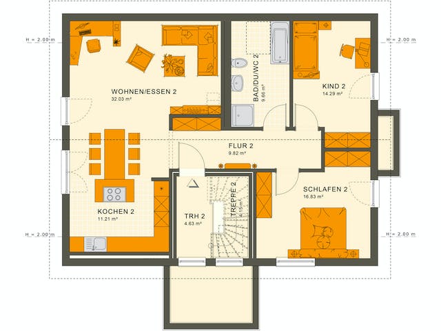 Fertighaus SOLUTION 204 V4 L von Living Fertighaus Ausbauhaus ab 456290€, Satteldach-Klassiker Grundriss 2