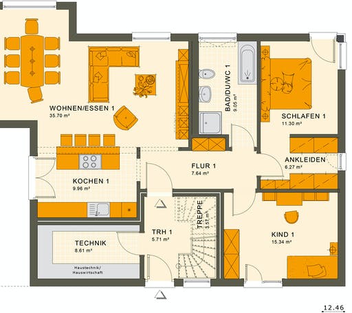 Fertighaus SOLUTION 204 V5 L von Living Fertighaus Ausbauhaus ab 456290€, Stadtvilla Grundriss 1